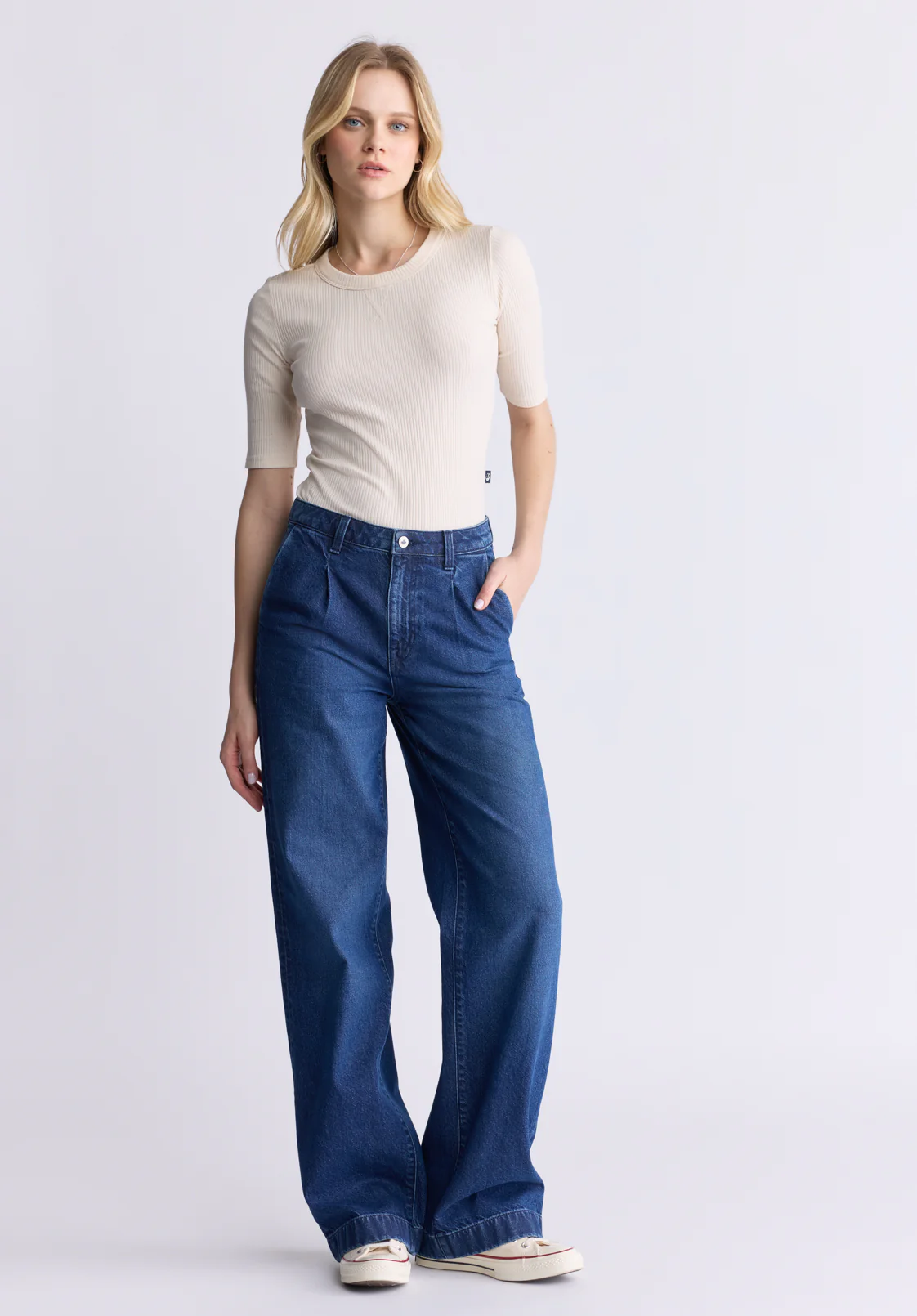 High Rise Wide Leg Addie Women's Jeans, Indigo Contrast - BL16002 - Image 5