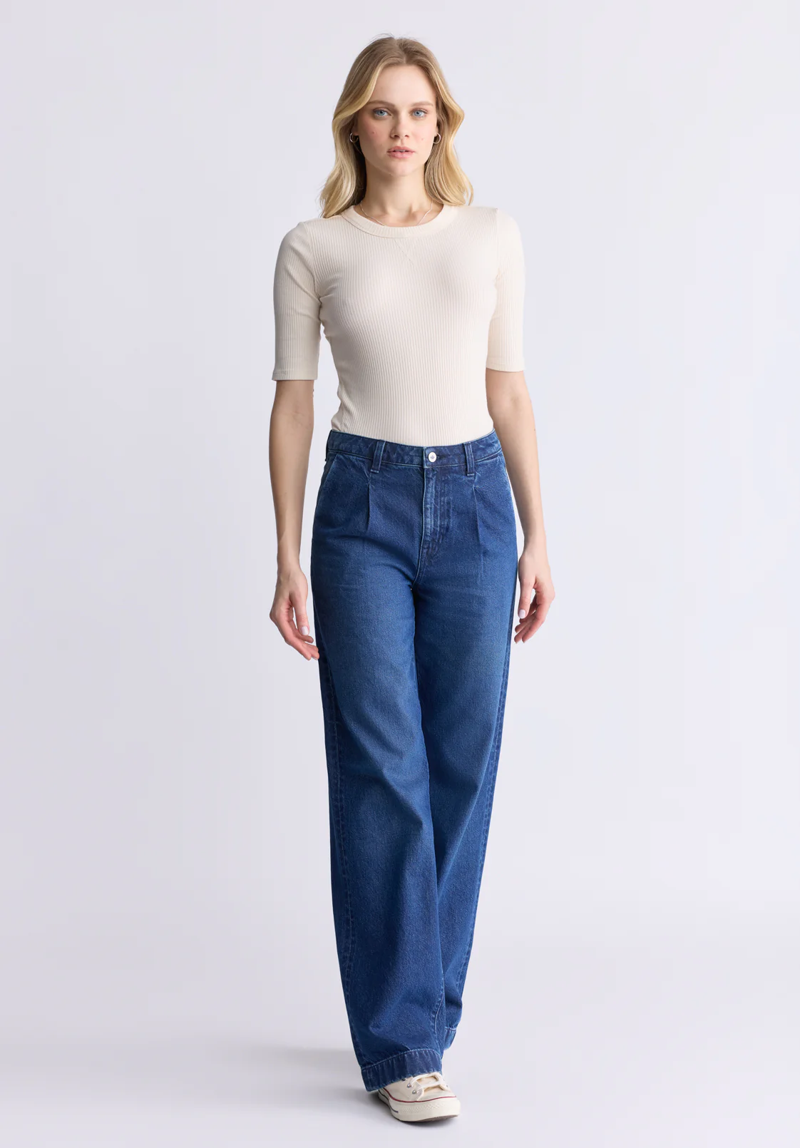 High Rise Wide Leg Addie Women's Jeans, Indigo Contrast - BL16002 - Image 6