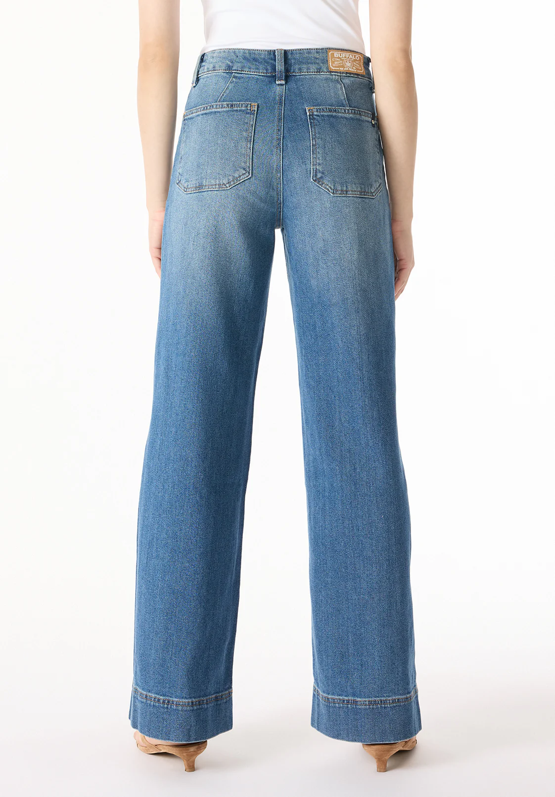 High Rise Wide Leg Addie Women's Jeans, Authentic Worn Indigo - BL16064 - Image 3
