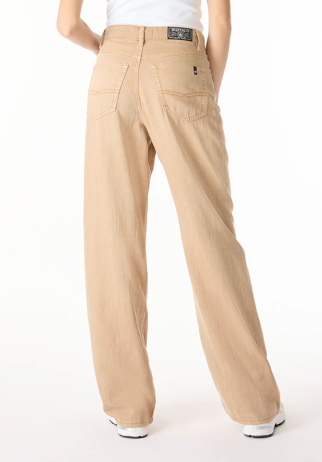 High Rise Wide Leg Addie Women's Pants, Almond Beige - BL16083 - Image 3