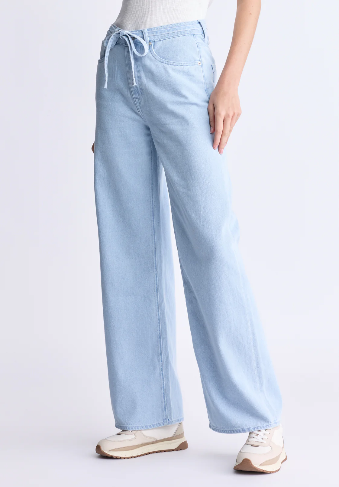 High Rise Wide Leg Alecia Women's Jeans, Light Vintage Blue - BL16011 - Image 3