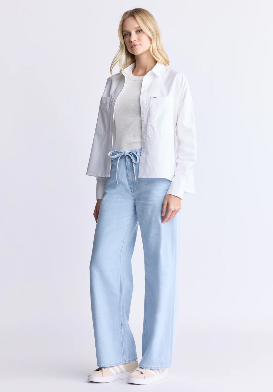 High Rise Wide Leg Alecia Women's Jeans, Light Vintage Blue - BL16011 - Image 4