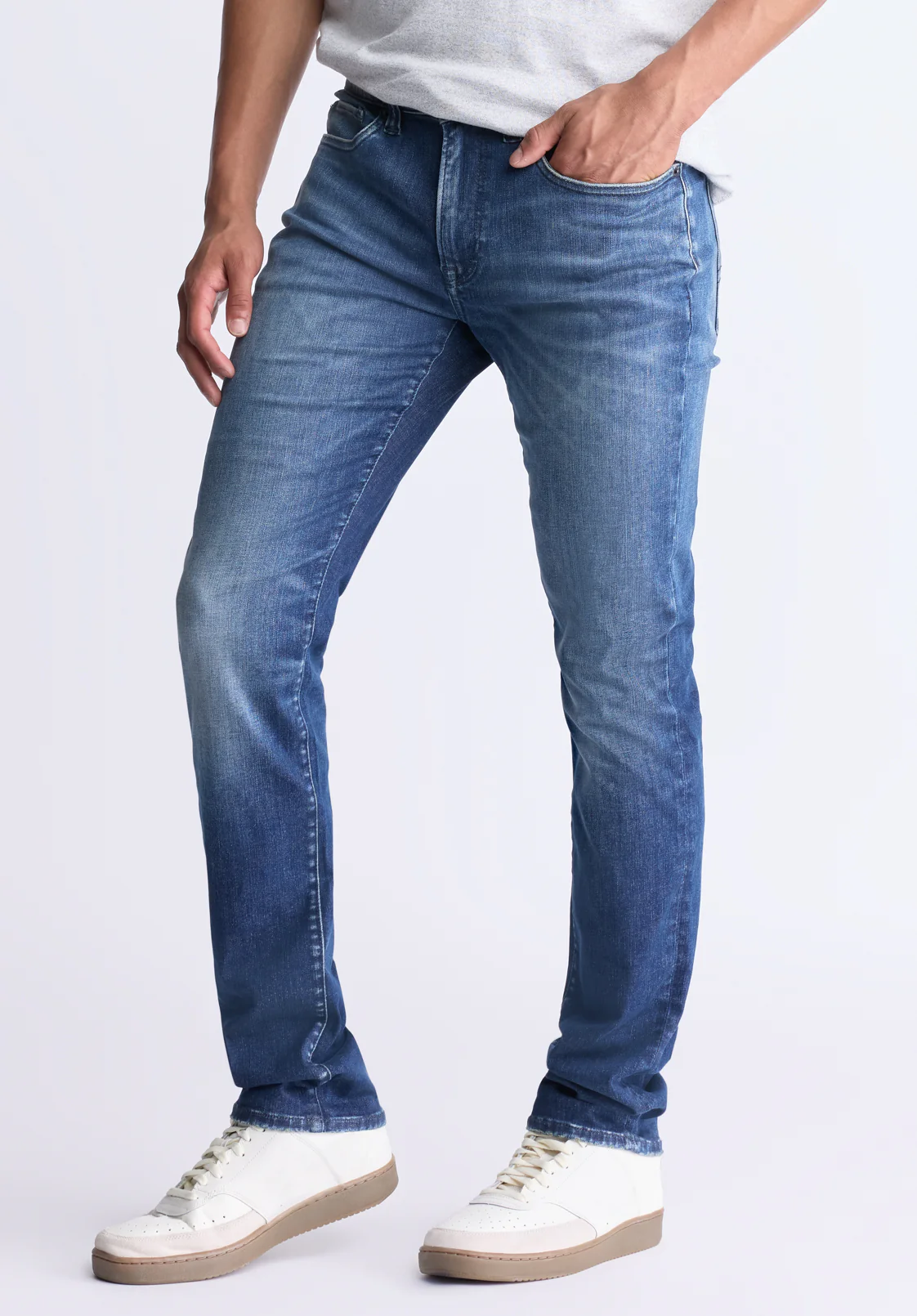 Slim Ash Men's Crinkled and Worn Jeans, Indigo - BM26008 - Image 3