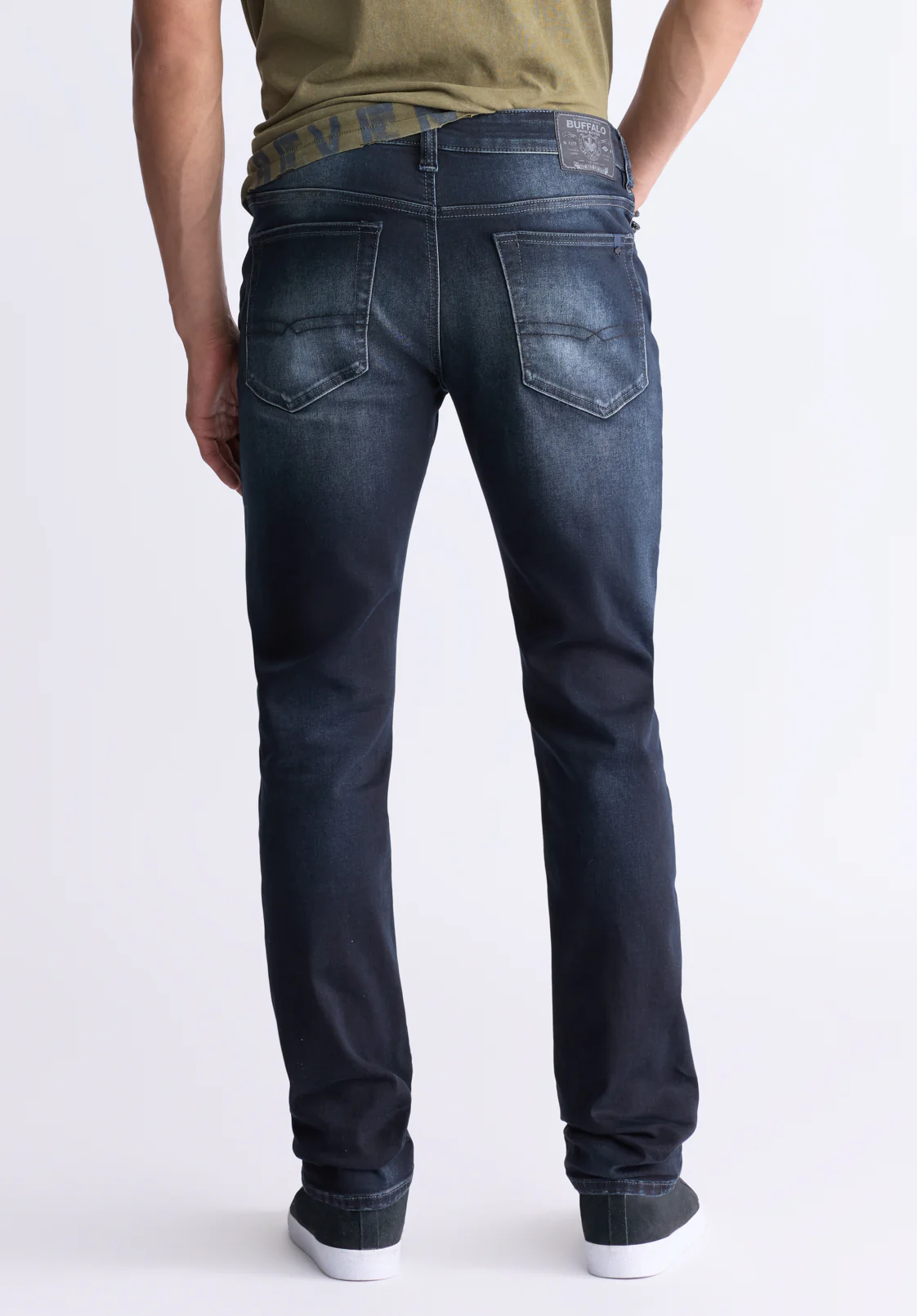 Slim Ash Men's Jeans, Crinkled and Sanded Dark Indigo - BM26012 - Image 2