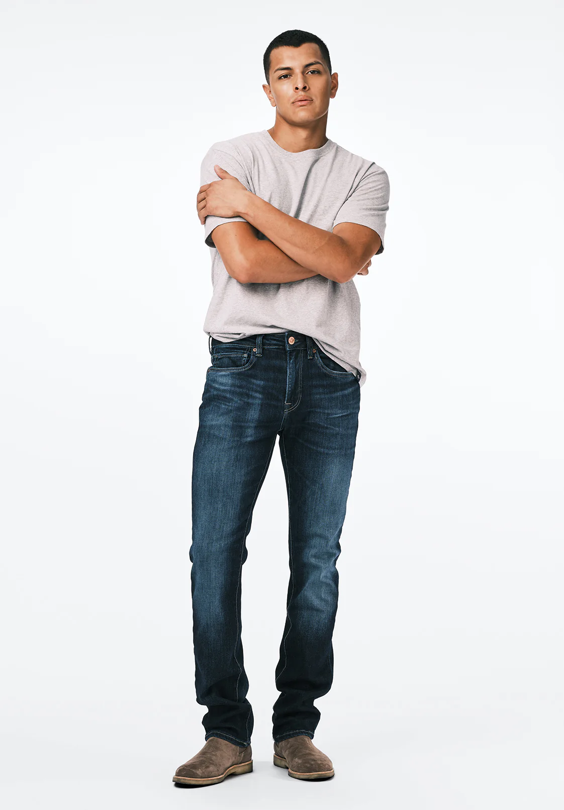 Slim Ash Men's Jeans, Contrast Whiskered Indigo - BM26024 - Image 4