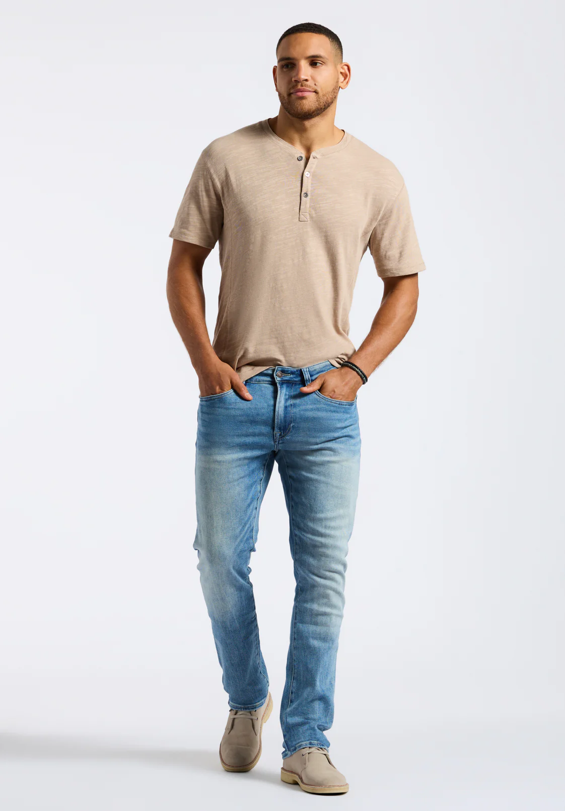 Slim Ash Men's Jeans, Heavily Sanded & Worked Blue - BM26071 - Image 4