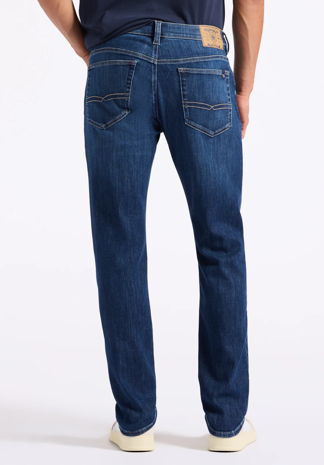 Slim Ash Men's Jeans, Whiskered and Contrasted Indigo - BM26073 - Image 3