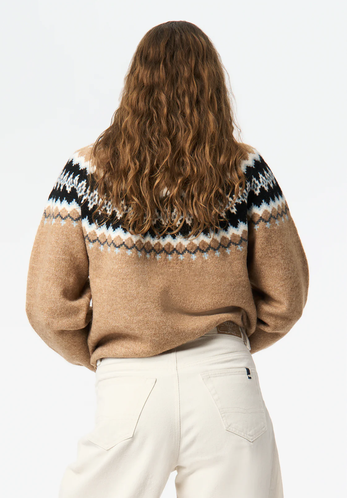 Ashlynne Women's Fair Isle Knit Turtleneck Sweater, Tan - SW0159 - Image 3