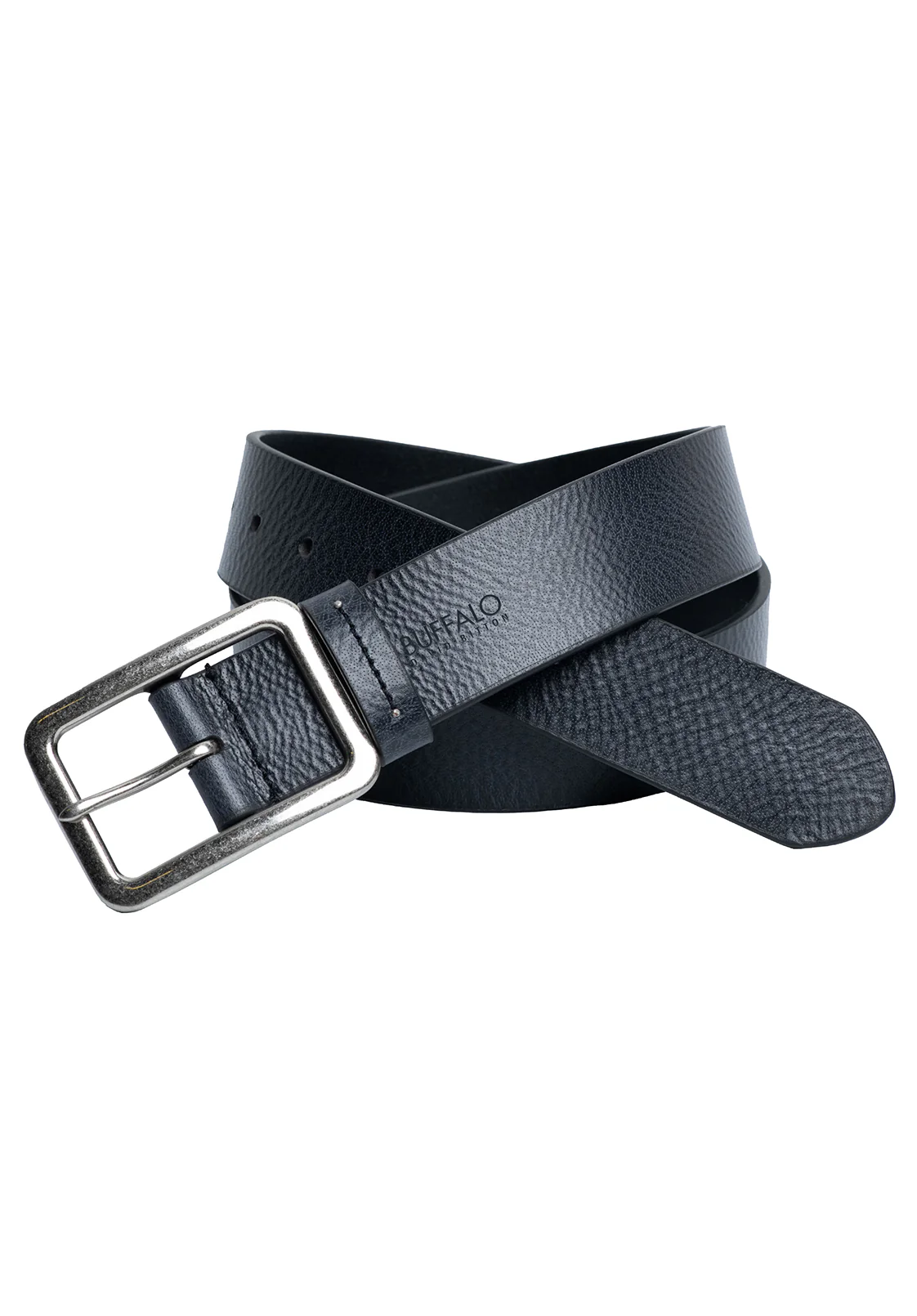 Textured Full Grain Black Buffalo Leather Belt - BB1002C04