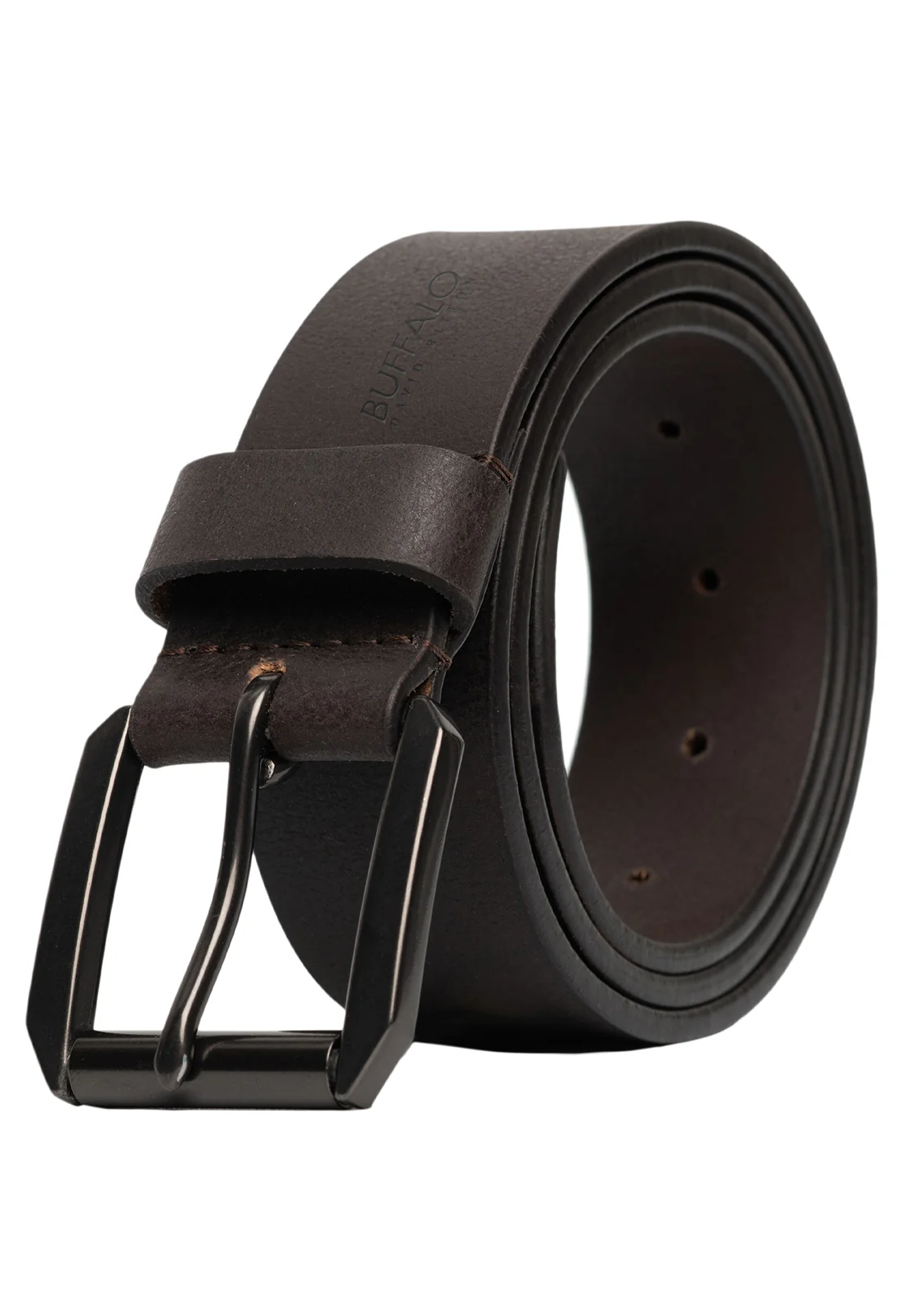 Full Grain Brown Buffalo Leather Belt with Blackened Finish - BB1004C13 - Image 2