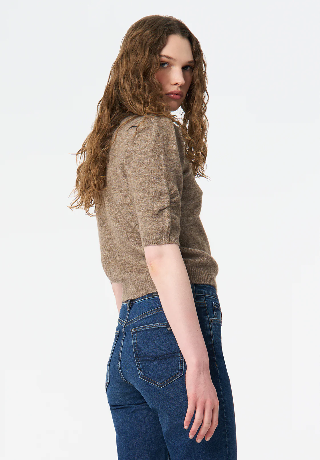 Bettey Women's Puff Shoulder Short-Sleeve Sweater, Cedar - SW0137 - Image 3