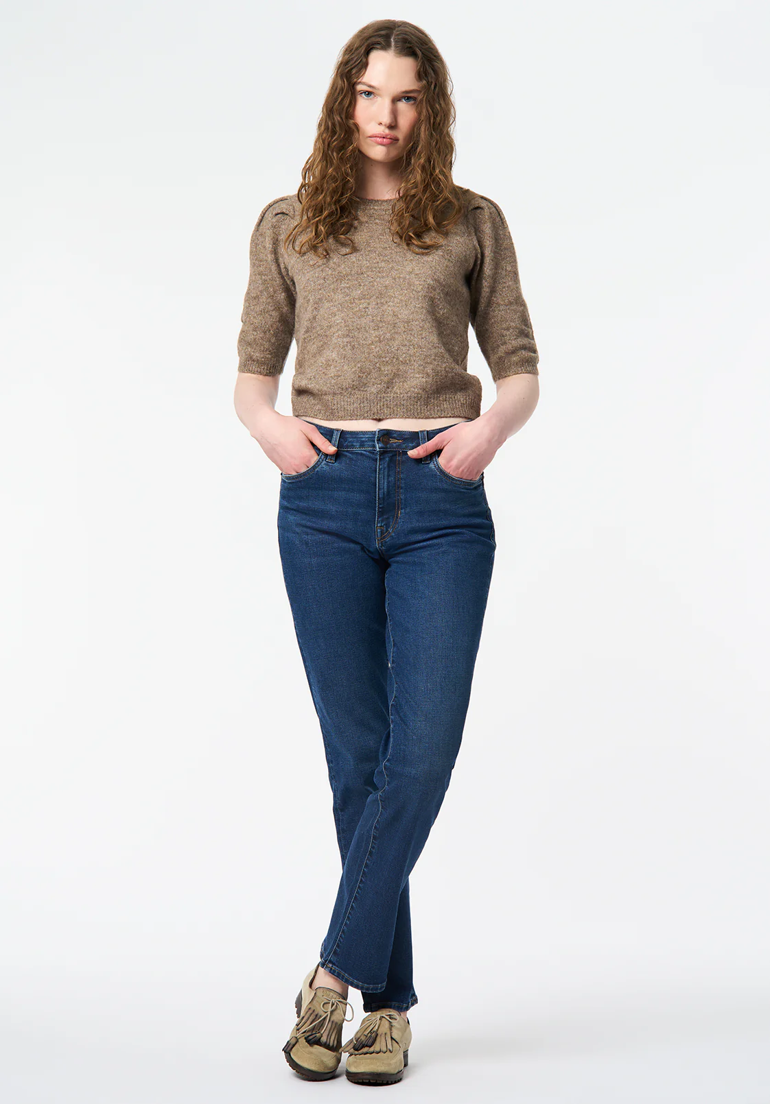 Bettey Women's Puff Shoulder Short-Sleeve Sweater, Cedar - SW0137 - Image 4