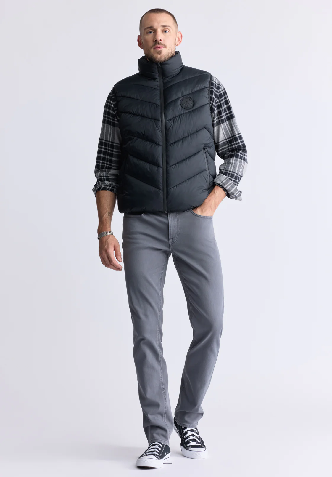 Davies Men's Puffer Vest, Black - OBMEF007 - Image 5