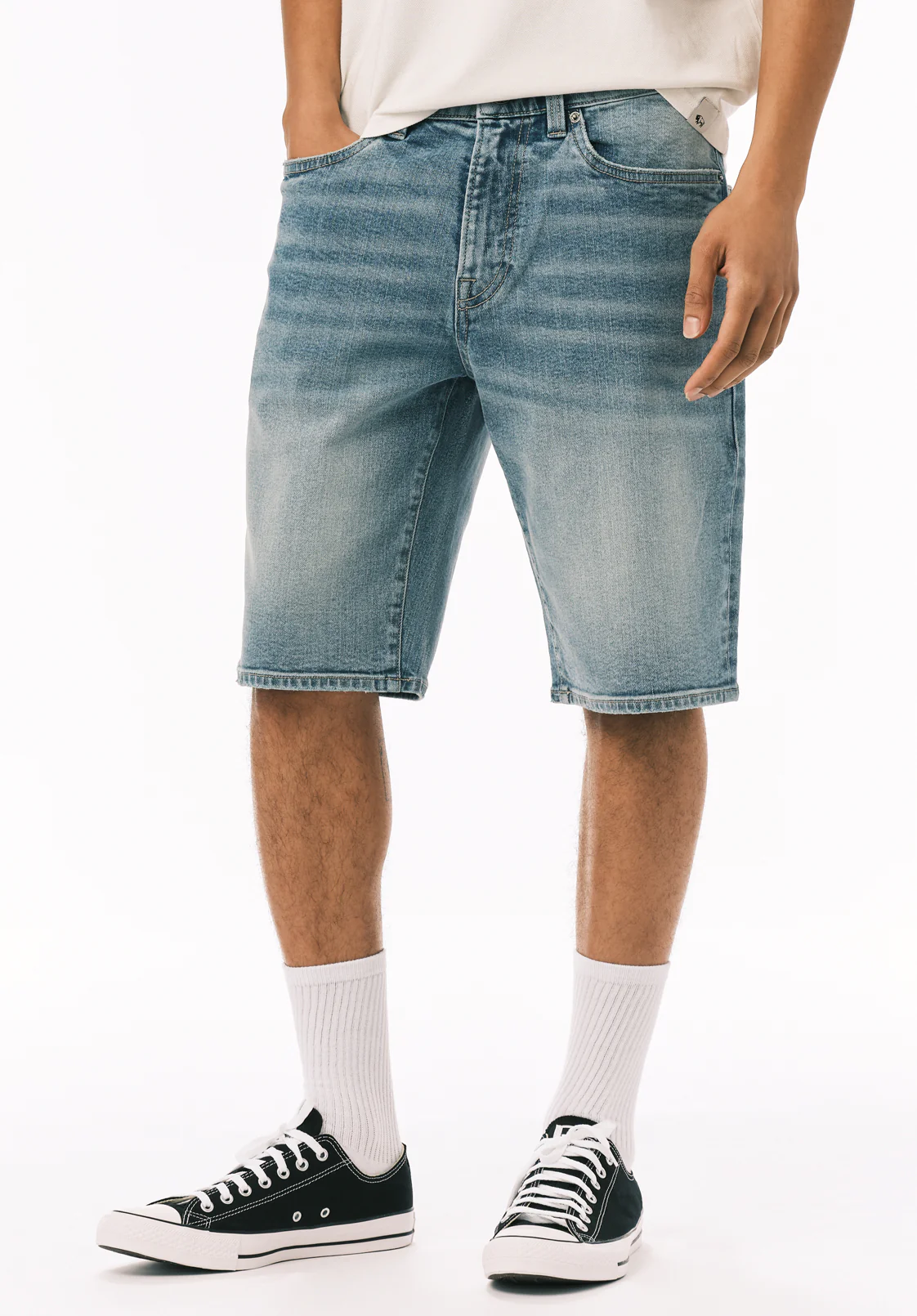 Relaxed Straight Dean Men's Denim Shorts, Authentic Worn - BM22952