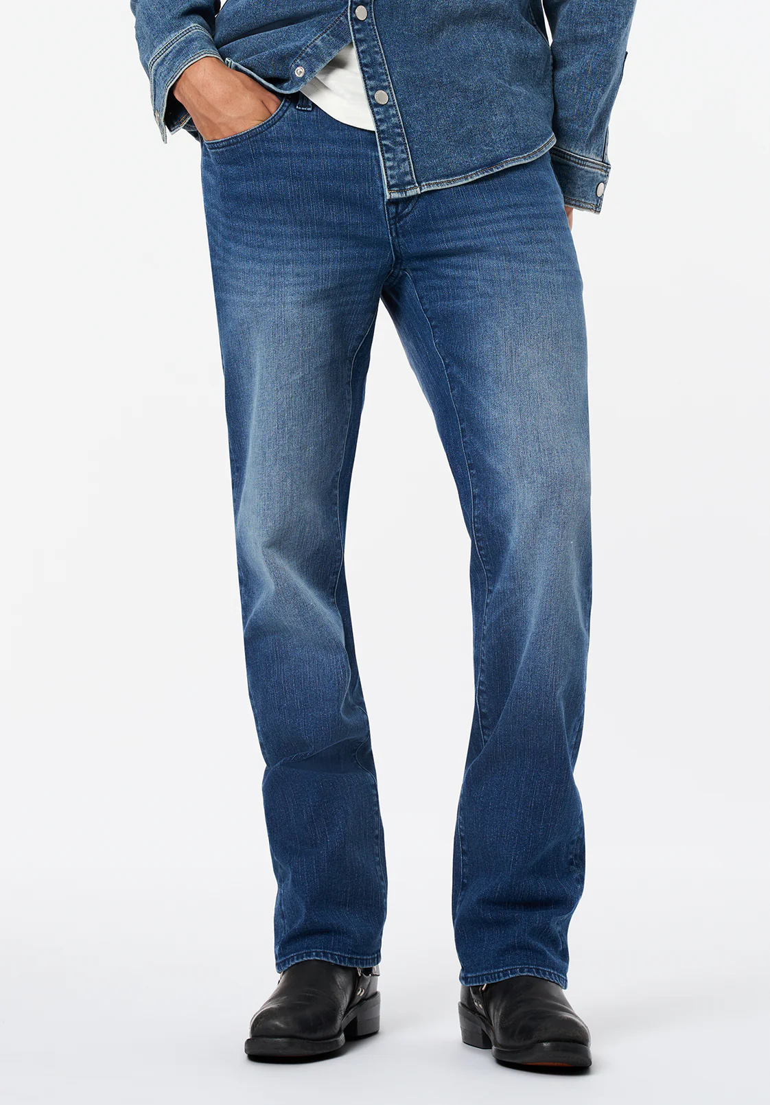 Relaxed Straight Driven Men's Jeans, Sandblasted And Whiskered - BM26108