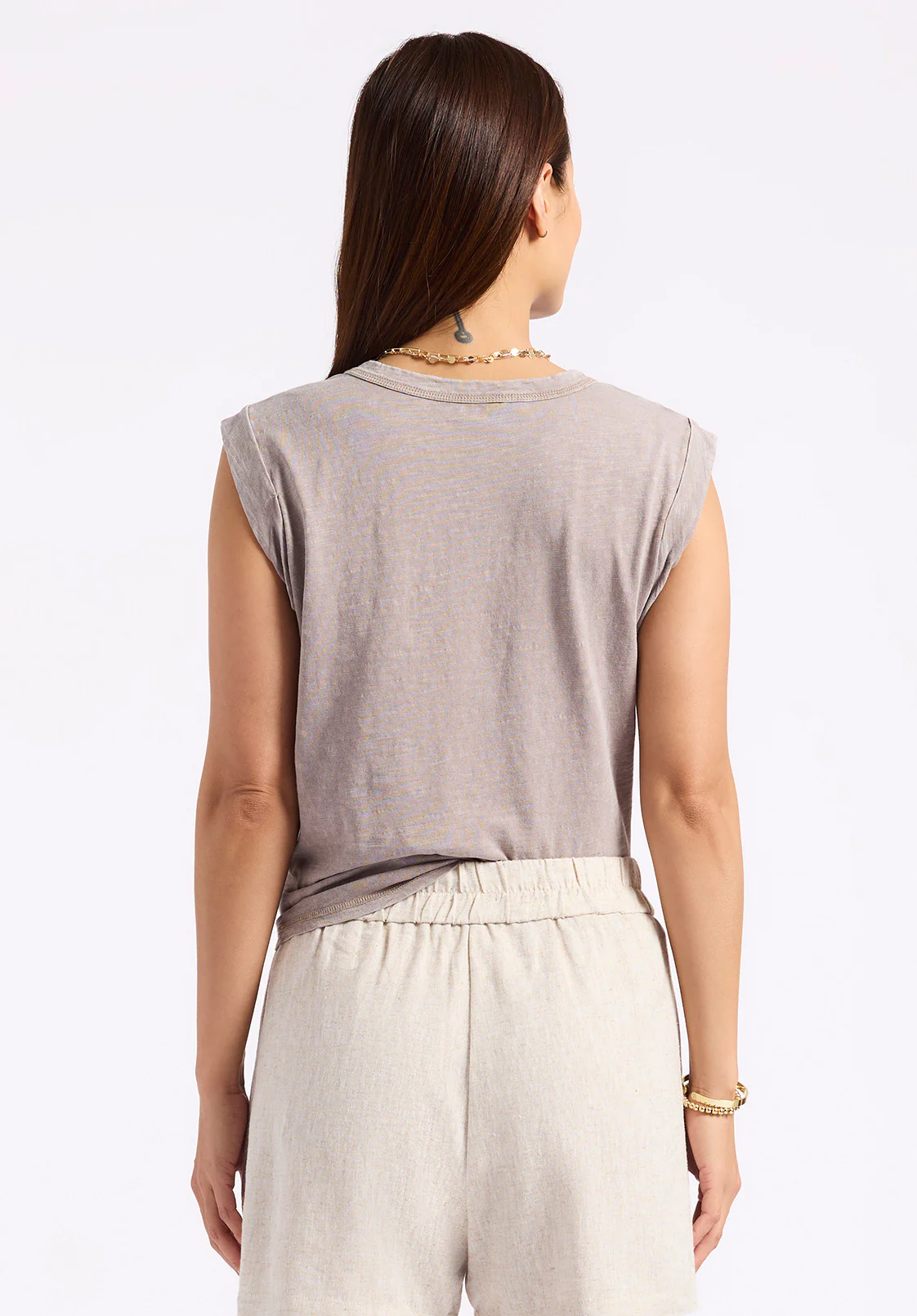 Elayne Women’s Sleeveless Top, Driftwood Brown - KT0230P - Image 2