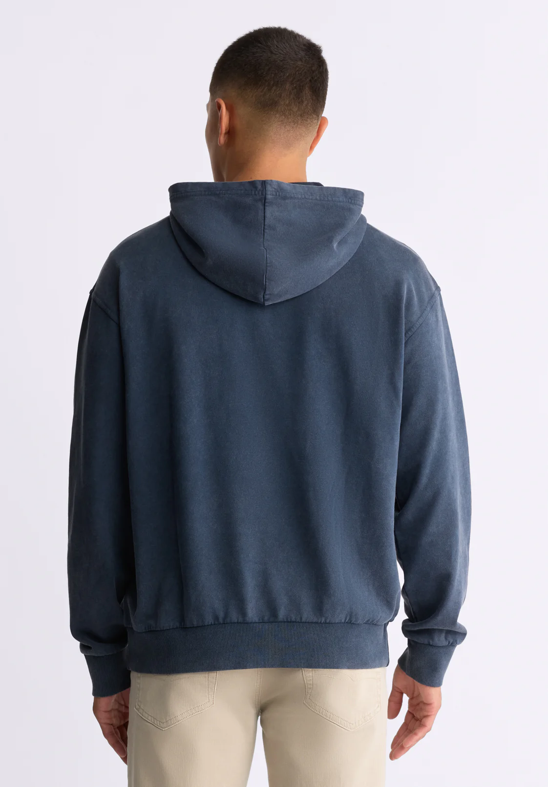 Farhim Men's Hoodie with Textured Appliqué, Midnight Blue - BM24517 - Image 5