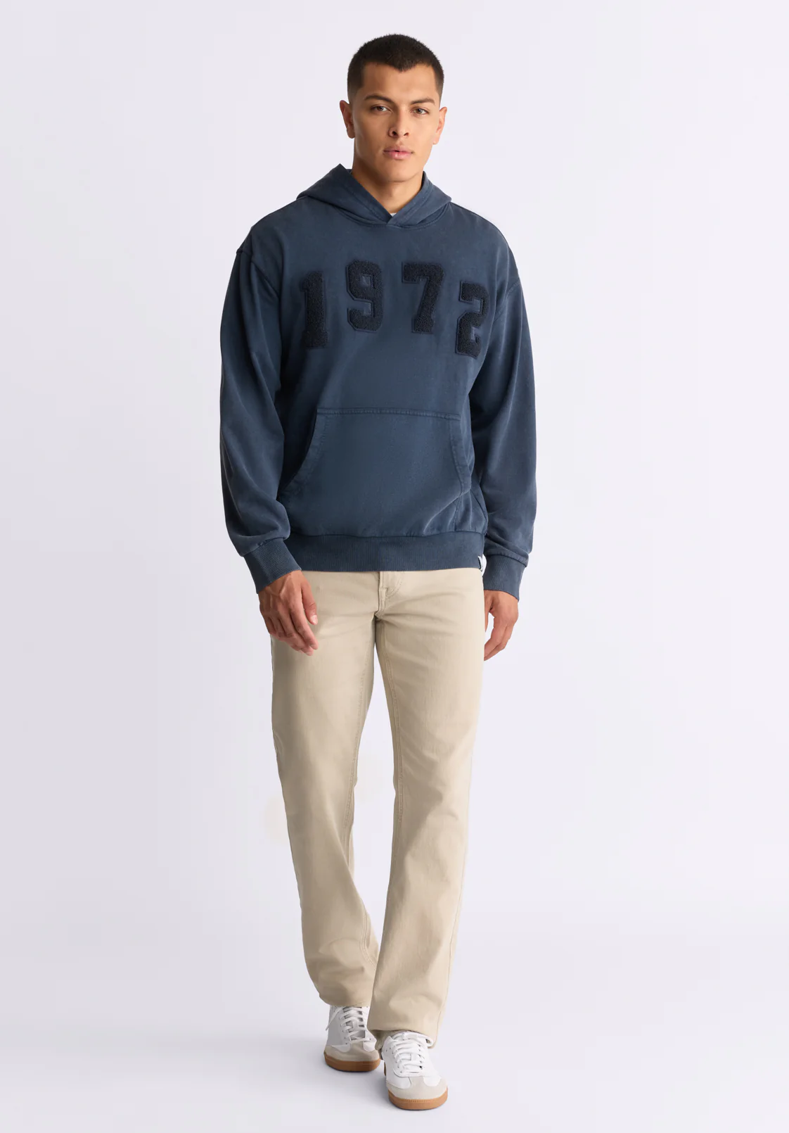 Farhim Men's Hoodie with Textured Appliqué, Midnight Blue - BM24517 - Image 6
