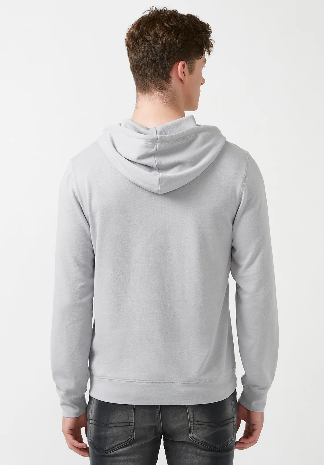 Farman Men’s Lightweight Hooded Sweatshirt, Light Grey - BM24171 - Image 3