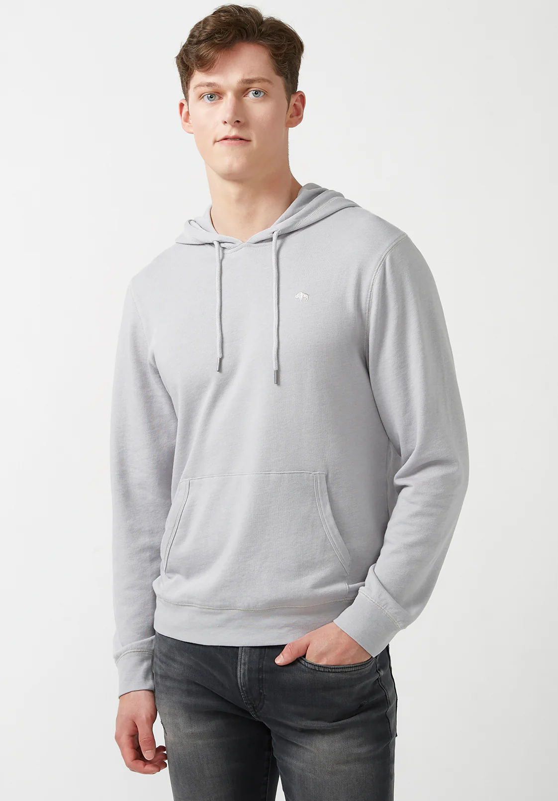 Farman Men’s Lightweight Hooded Sweatshirt, Light Grey - BM24171 - Image 5