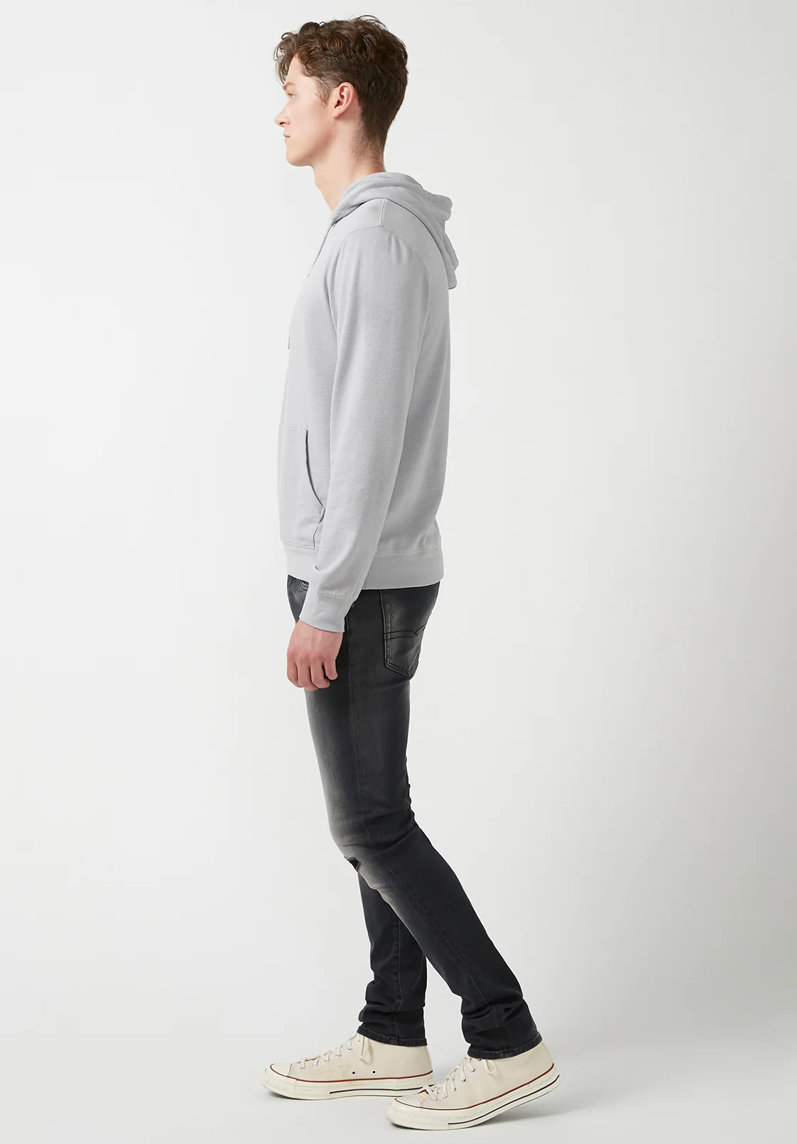Farman Men’s Lightweight Hooded Sweatshirt, Light Grey - BM24171 - Image 6