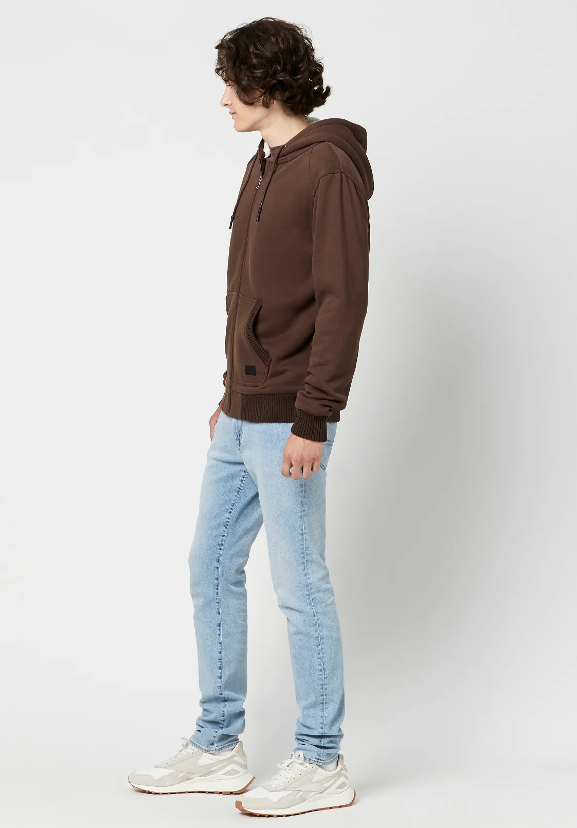 Fasox Men's Zip-Up Hooded Jacket with Sherpa Lining, Chocolate - BM23800 - Image 4