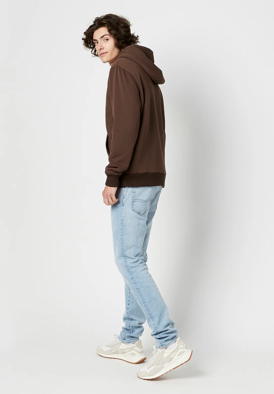 Fasox Men's Zip-Up Hooded Jacket with Sherpa Lining, Chocolate - BM23800 - Image 5