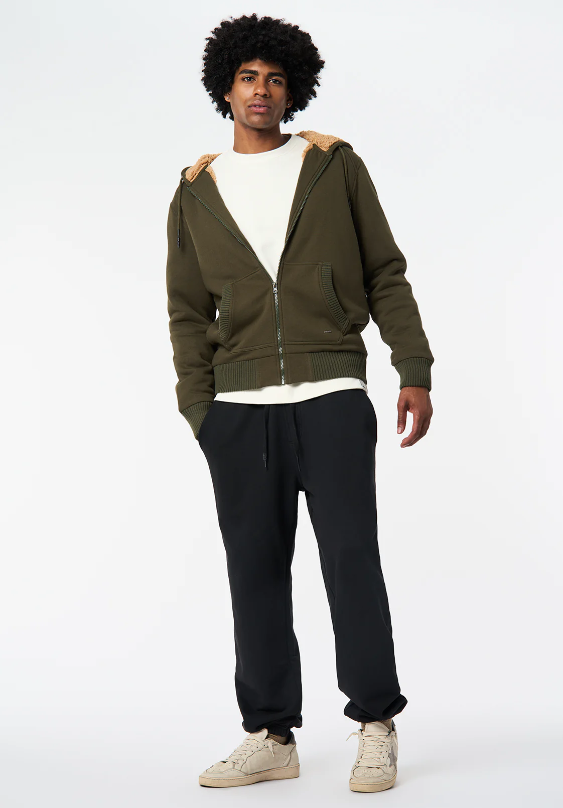Fasox Men's Relaxed Full-Zip Hooded Jacket with Sherpa Lining, Fern - BM24735 - Image 4