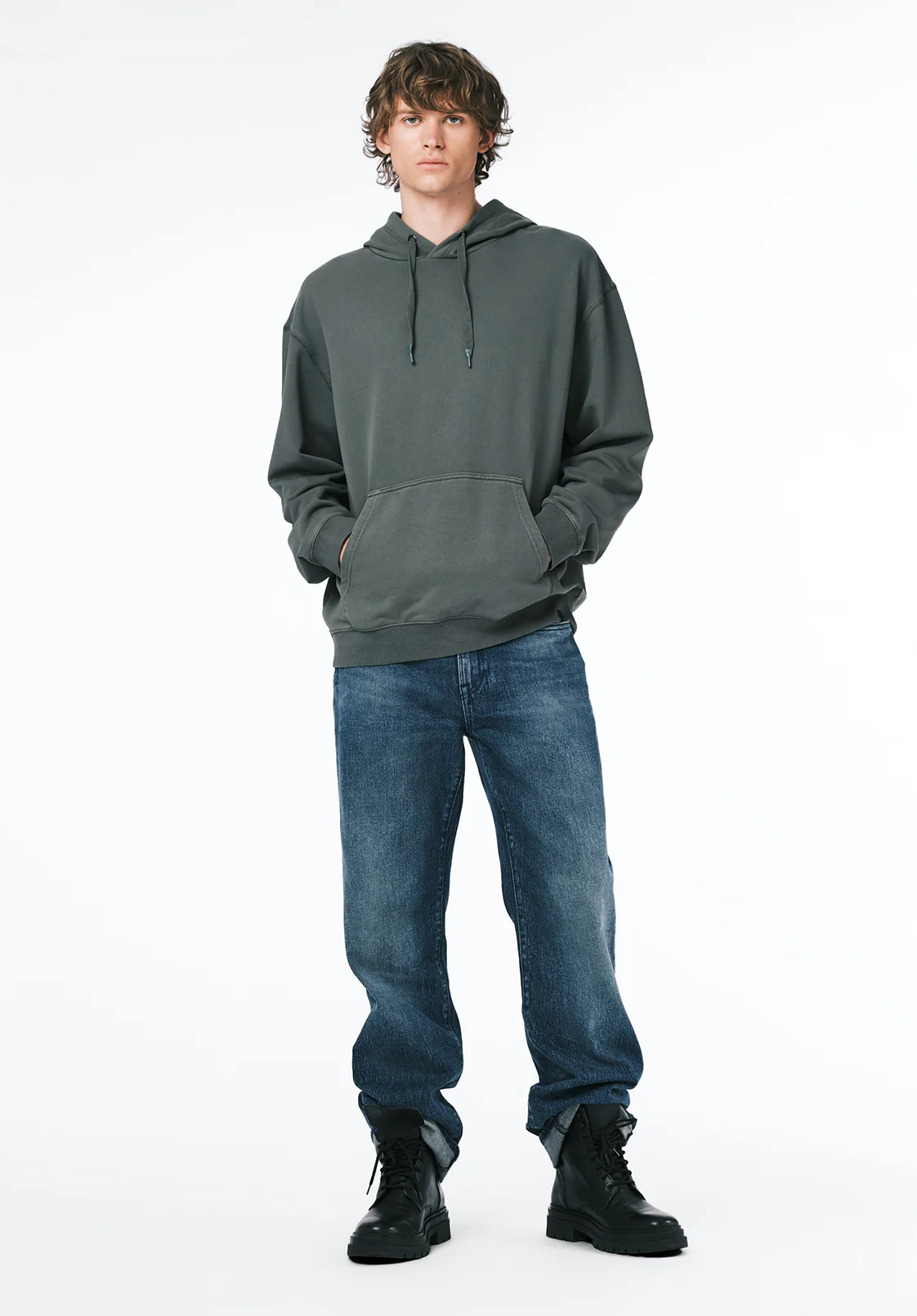 Finley Men's Relaxed Hooded Sweatshirt, Dark Forest - BM24741 - Image 4