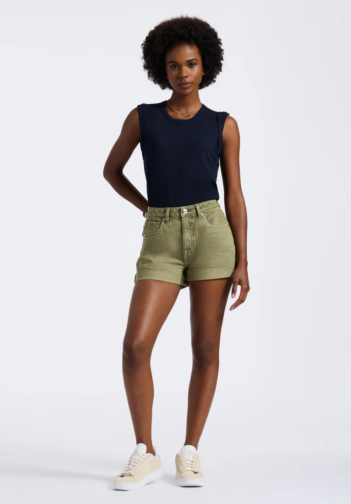 High Rise Relaxed Goldie Women's Shorts, Aloe Green - BL15963 - Image 4