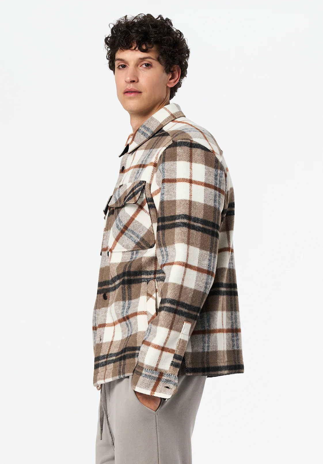 Jace Men's Plaid Shacket, Milk - BM24723 - Image 2