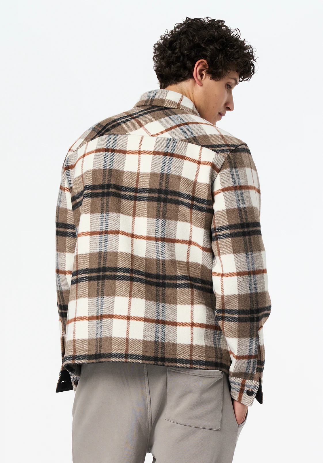 Jace Men's Plaid Shacket, Milk - BM24723 - Image 3