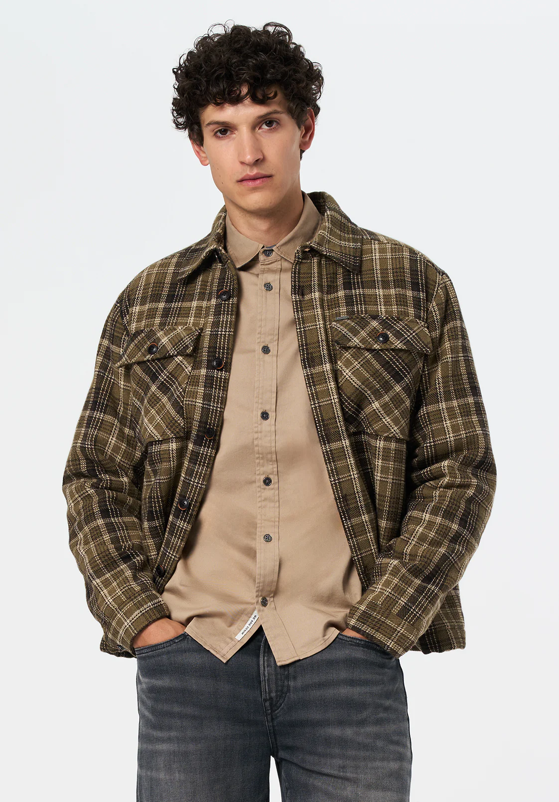 Jaceko Men's Sherpa-Lined Plaid Shirt Jacket, Fern - BM24745