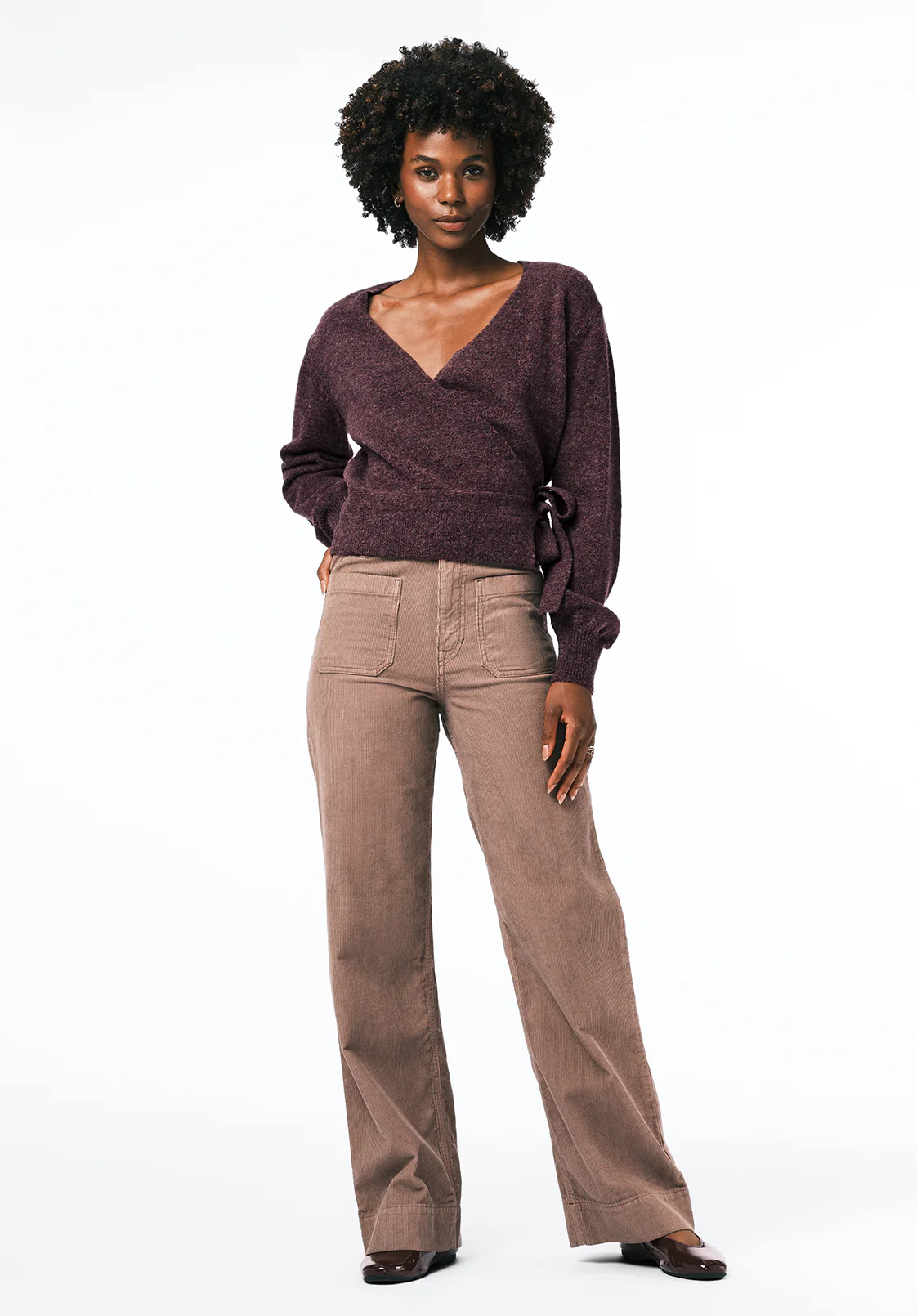 Jadis Women's Textured Knit Wrap Sweater with Side Tie, Fig - SW0099 - Image 4