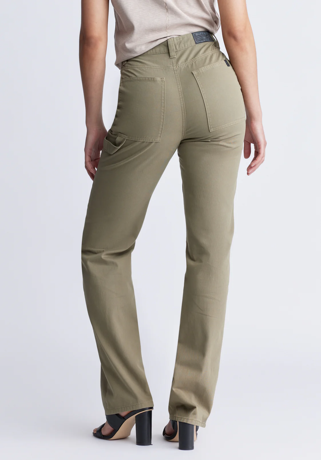Super High-Rise Loose Straight Jane Women's Pants, Olive Green - BL15966 - Image 3