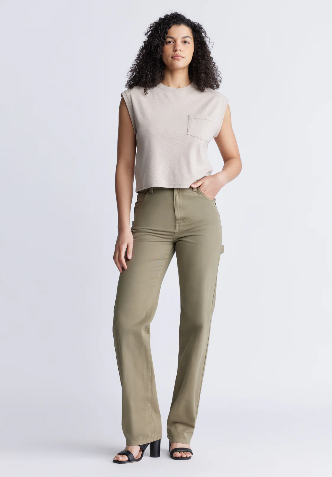 Super High-Rise Loose Straight Jane Women's Pants, Olive Green - BL15966 - Image 4