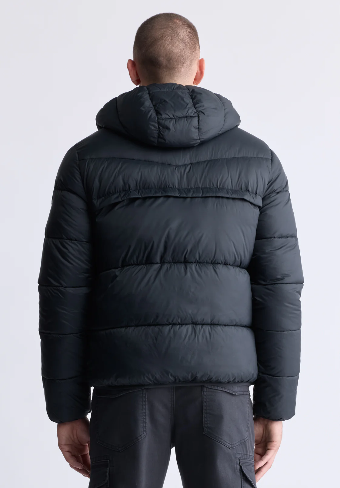 Jerome Black Men's Hooded Puffer Jacket - OBMEF006 - Image 3