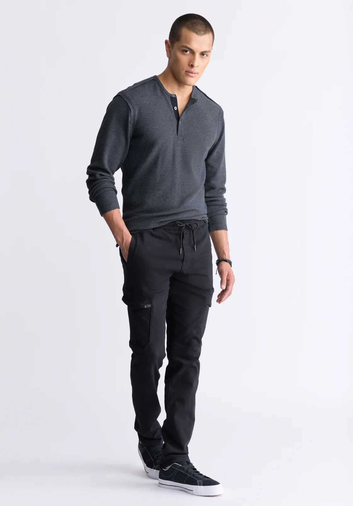 Slim Tapered Jim Men's Freedom Flex Drawstring Pants, Black - BM26010 - Image 4