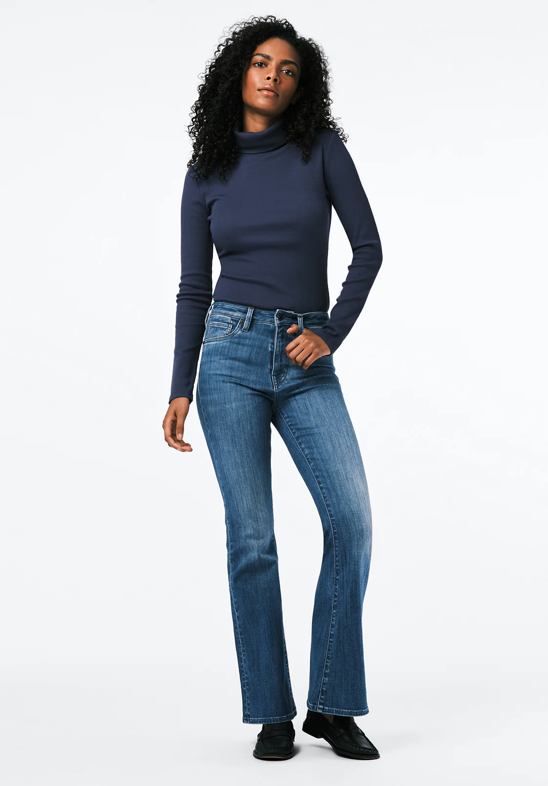 High Rise Flare Joplin Women's Jeans, Vintage Blue - BL16091 - Image 4