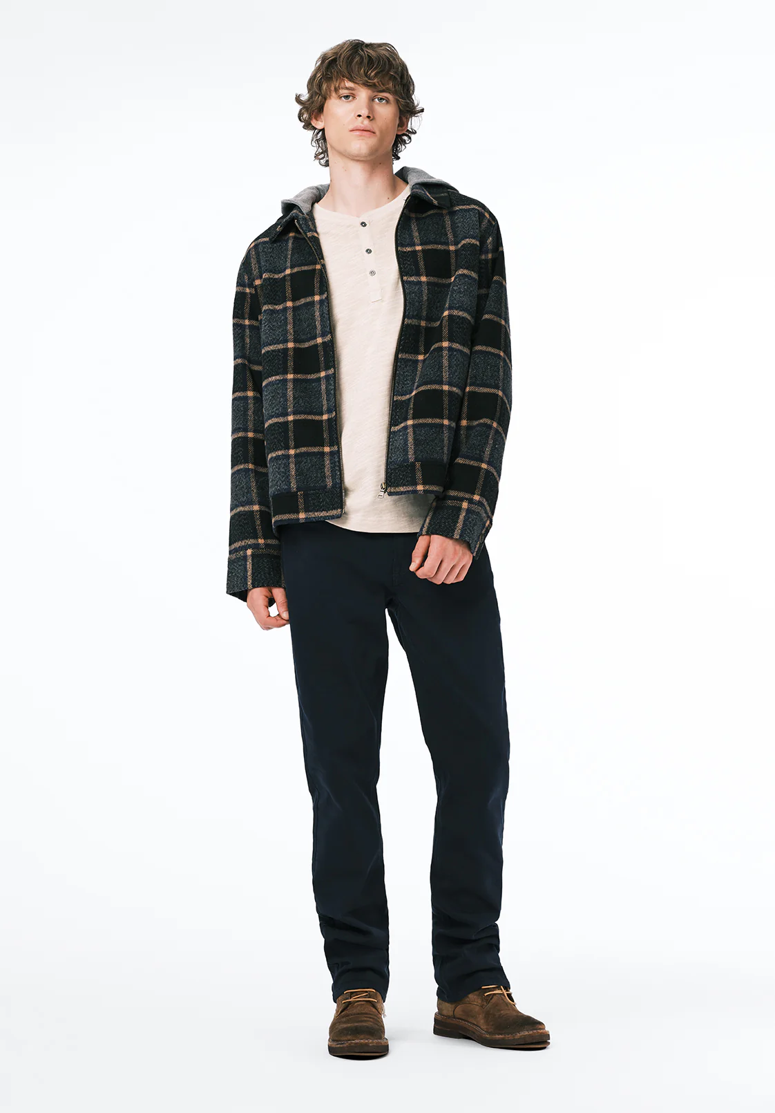 Jude Men's Boxy Plaid Jacket, Charcoal - BM24701 - Image 4