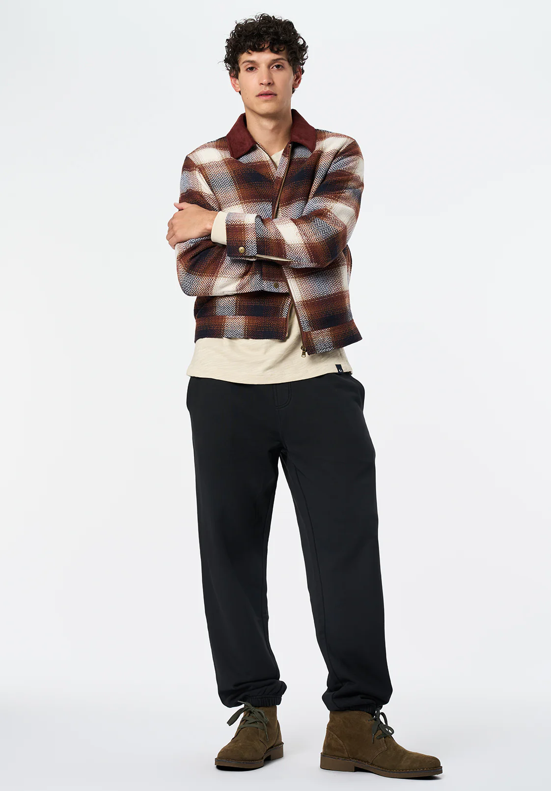 Julio Men's Boxy Plaid Jacket, Tan - BM24702 - Image 3
