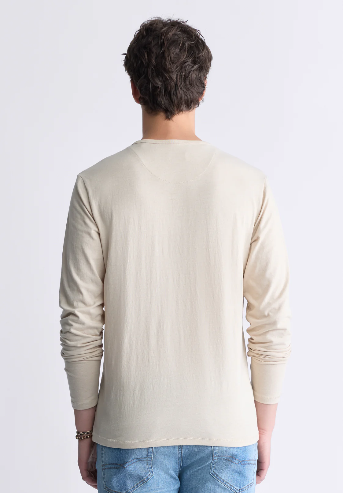 Kaduk Men's Long-Sleeve Burnout Henley Top, Irish Cream - BM24237 - Image 3