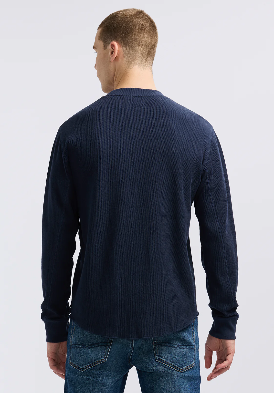 Kaleb Men's Long-Sleeve Crewneck Top, Midnight Blue - BM24624 - Image 3