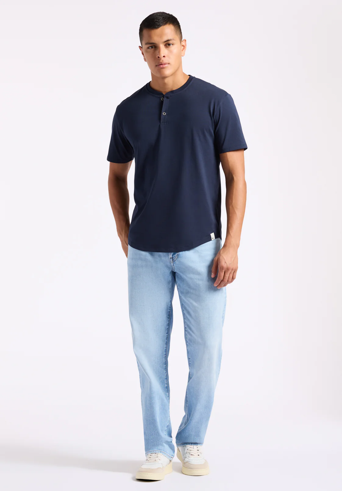 Kamel Men's Short-Sleeve Jersey Henley Top, Midnight Blue - BM24602 - Image 3