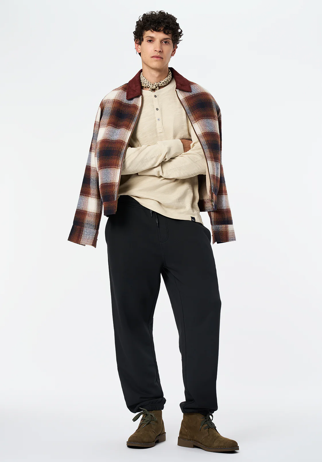 Kandid Men's Long-Sleeve Relaxed Henley Top, Peyote - BM24660 - Image 4