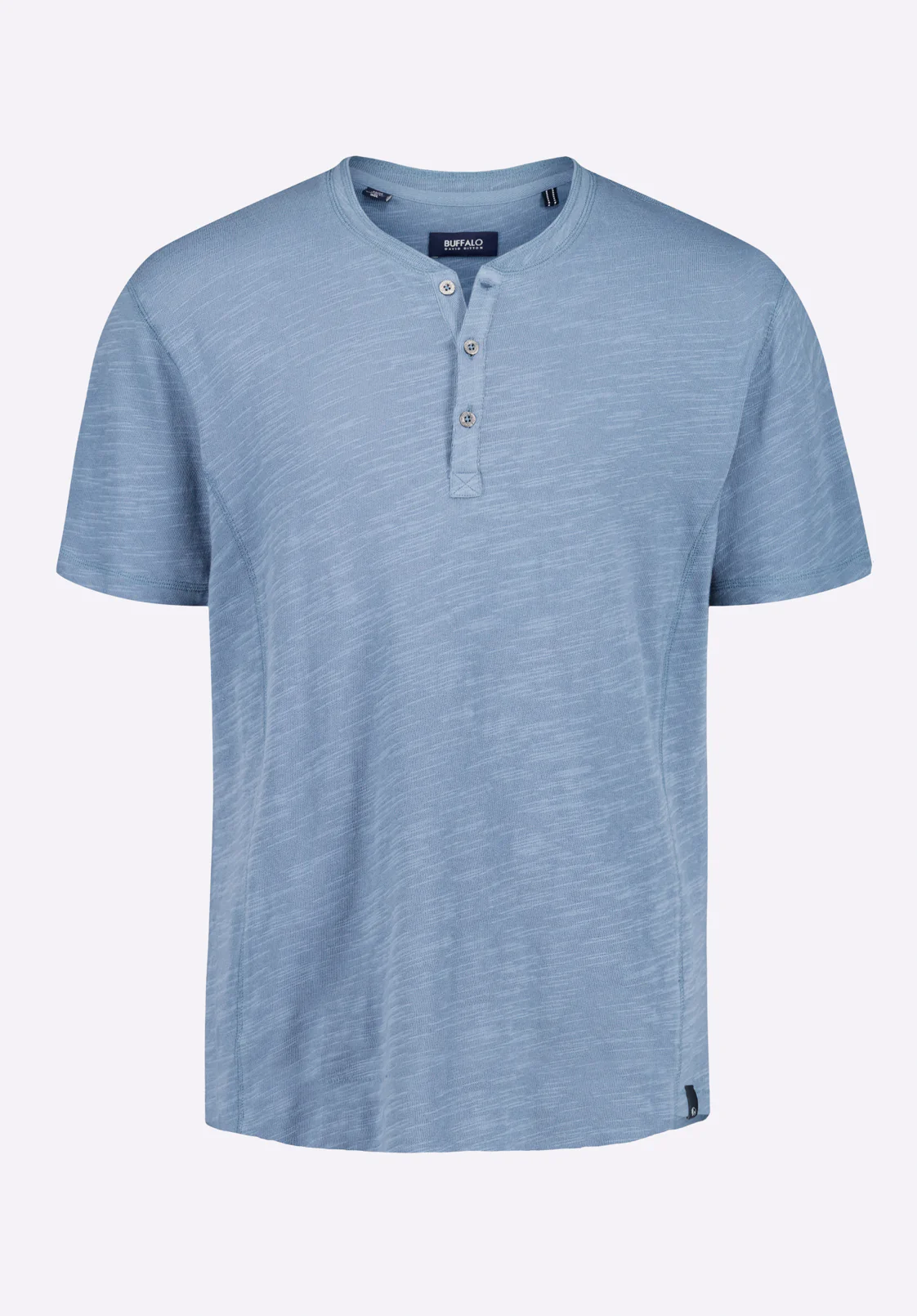 Kandido Men's Short Sleeve Slub Jersey Relaxed Henley Top, Mirage Blue - BM24605 - Image 6