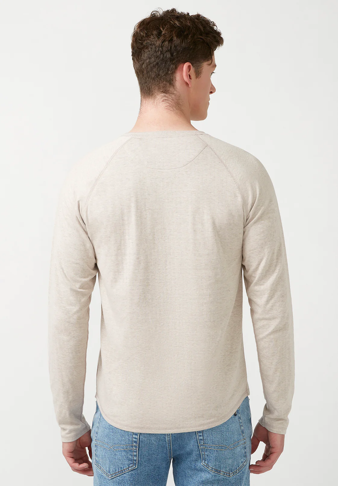 Kariver Men's Long-Sleeve Henley Top in Milk - BM24026 - Image 2