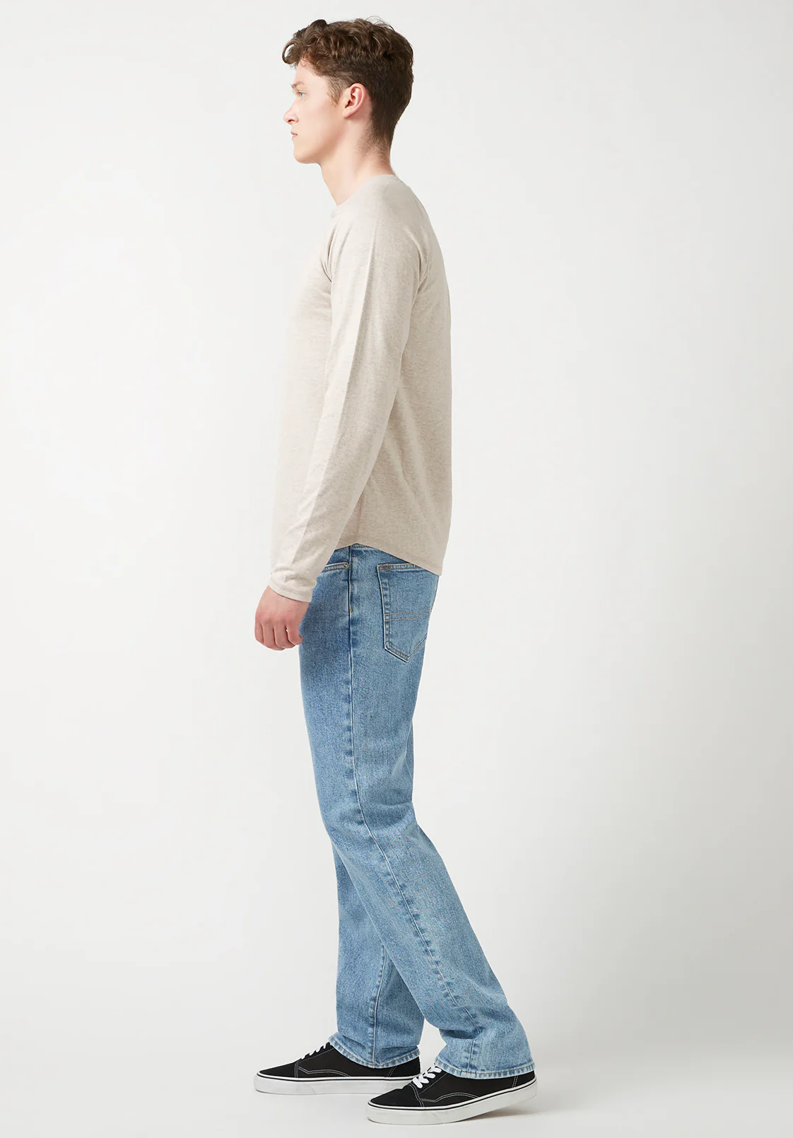 Kariver Men's Long-Sleeve Henley Top in Milk - BM24026 - Image 3
