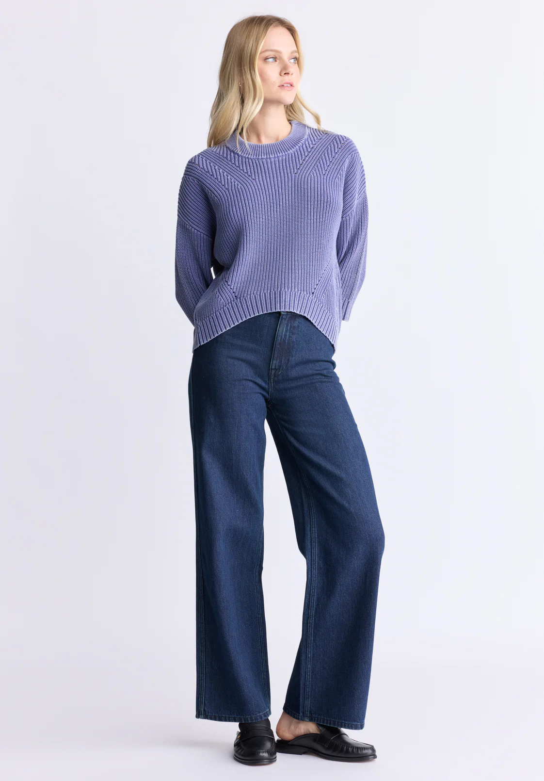 Kassanda Women's 3/4 Sleeve Knit Sweater, Blue - SW0100H - Image 3