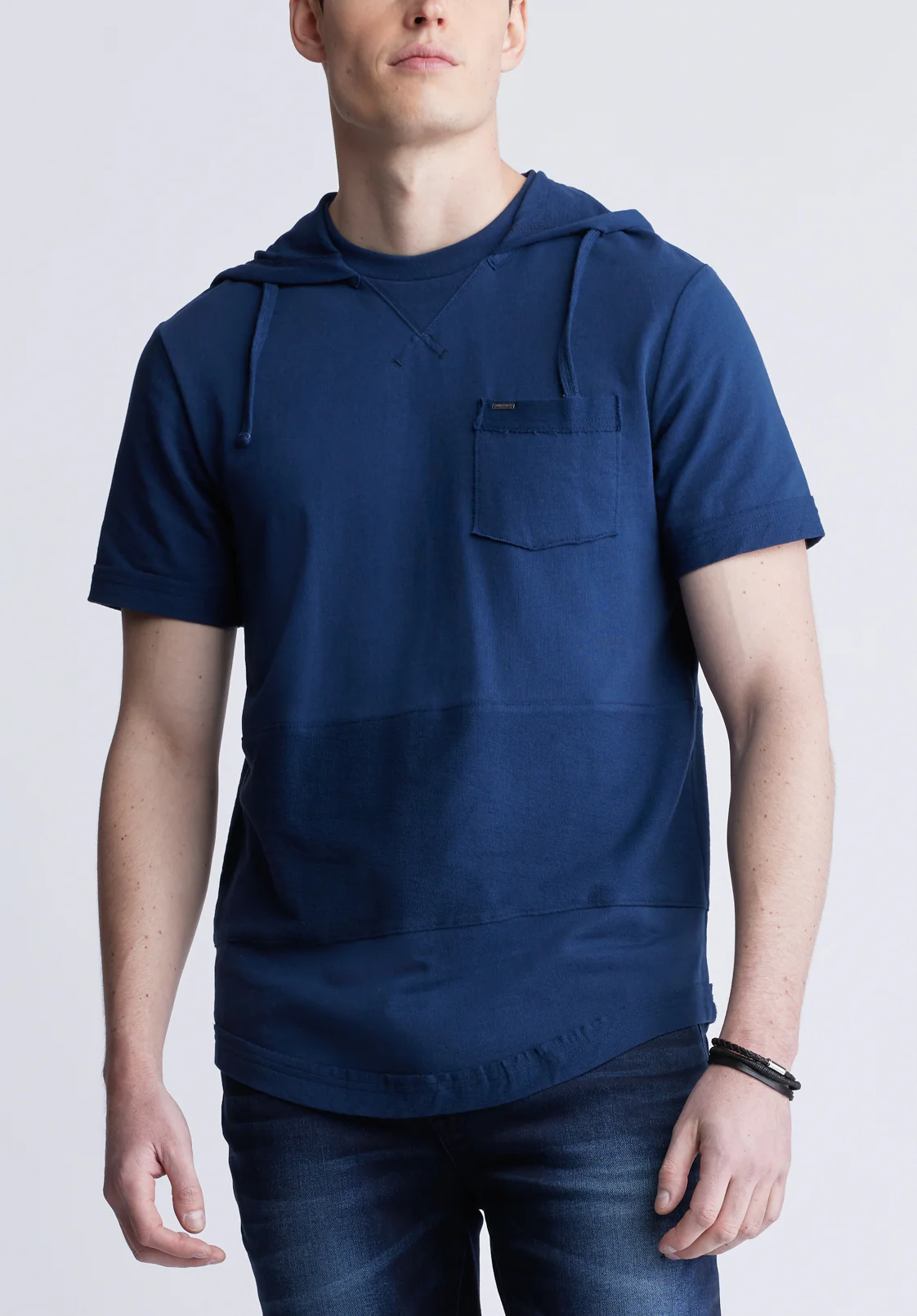 Katoni Men's Short Sleeve Hoodie, Navy - BM24489